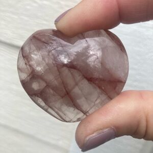 Stunning 1.5” fire quartz polished heart stone